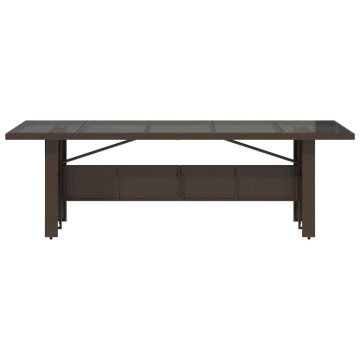 Masă de grădină cu blat din sticlă maro 240x90x75 cm poliratan - Img 3