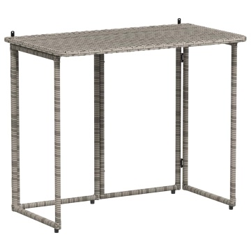 Masă de grădină pliabilă gri 90x51x75 cm Poly Ratan - Img 2