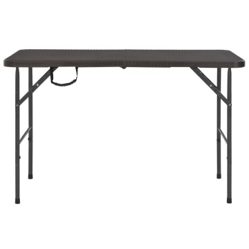 Masă de grădină pliabilă, maro, 120x60x74, HDPE, aspect ratan - Img 2