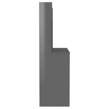Masă de machiaj cu lumini LED, gri lucios, 100x40x135 cm, MDF - Img 4