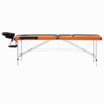 Masă de masaj pliabilă, 3 zone, negru și portocaliu, aluminiu - Img 3