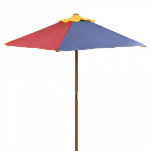 Masă de picnic pentru copii cu bănci & umbrelă, lemn multicolor - Img 4