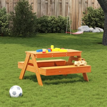 Masă de picnic pentru copii, maro, 88x97x52 cm, lemn masiv pin - Img 3