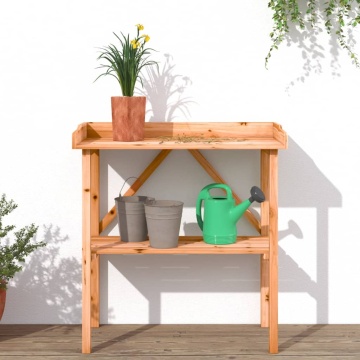 Masă de plante cu raft, maro, 78x38x82,5 cm, lemn masiv de brad - Img 3