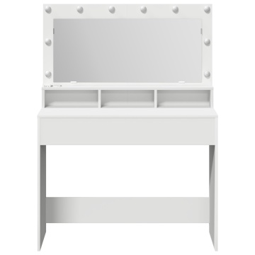 Masă de toaletă Alb cu lumini LED - 100x41x135 cm - Img 4