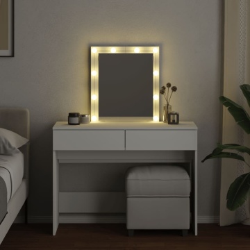 Masă de toaletă cu LED, alb, 100x40x130 cm - Img 3