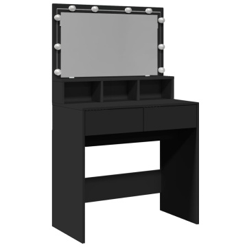 Masă de toaletă cu LED, negru, 80x41x134,5 cm - Img 2