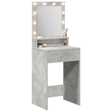 Masa de toaletă cu lumini LED, gri beton, 50x41x135 cm - Img 3
