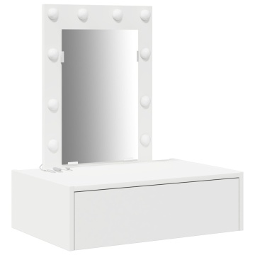 Masă de toaletă suspendată cu lumini LED Alb - Img 2