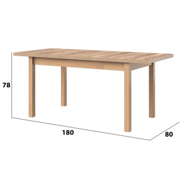Masa extensibila 140-180x80 cm mb-21 modena1, sonoma, lemn masiv de fag si pal - Img 4