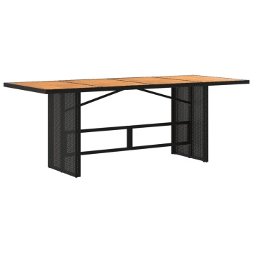 Masă grădină, blat din lemn acacia negru 190x80x75 cm poliratan - Img 5