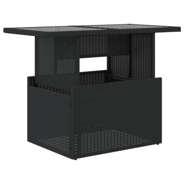 Masă grădină cu blat din sticlă, negru, 100x55x73 cm, poliratan - Img 2