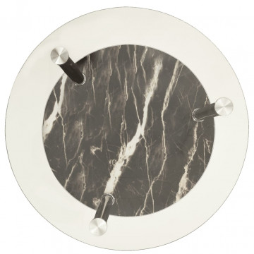 Masă laterală 2 niv. transparent/negru 38 cm sticlă securizată - Img 3