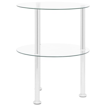 Masă laterală 2 niveluri, transparent, 38 cm, sticlă securizată - Img 3
