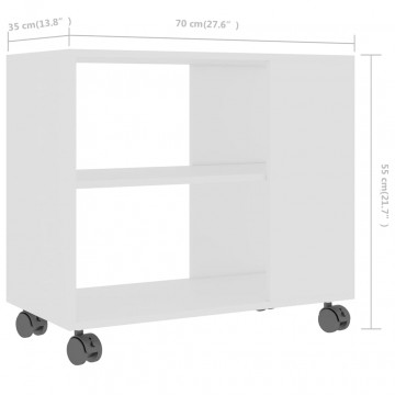 Masă laterală, alb, 70x35x55 cm, lemn compozit - Img 5