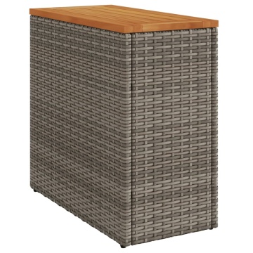 Masă laterală de grădină blat lemn gri 58x27,5x55 cm poliratan - Img 6