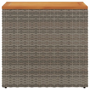 Masă laterală de grădină blat lemn gri 58x27,5x55 cm poliratan - Img 8