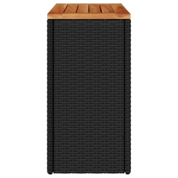 Masă laterală de grădină blat lemn negru 58x27,5x55cm poliratan - Img 5