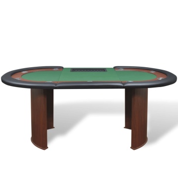 Masă poker 10 persoane, zonă dealer și suport jetoane, verde - Img 3