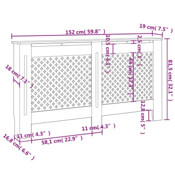 Mască pentru calorifer, antracit, 152 x 19 x 81,5 cm, MDF - Img 7