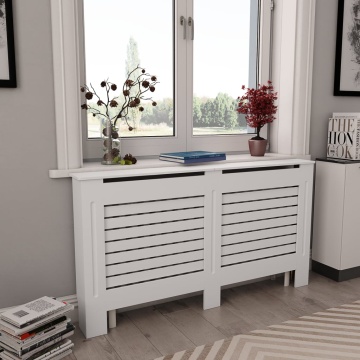 Mască pentru calorifer, MDF, 152x19x81,5 cm, alb - Img 1