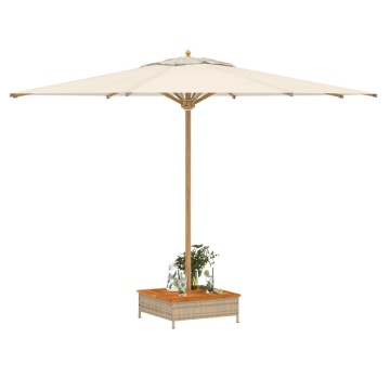 Mască suport umbrelă de soare, bej 70x70x25 cm poliratan/acacia - Img 4
