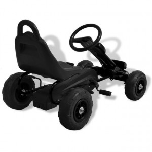 Mașinuță kart cu pedale și roți pneumatice, negru - Img 4