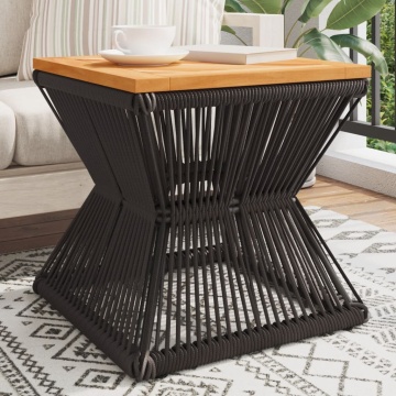 Măsuță cafea bază din sârmă negru 38x38x38 cm lemn masiv acacia - Img 1