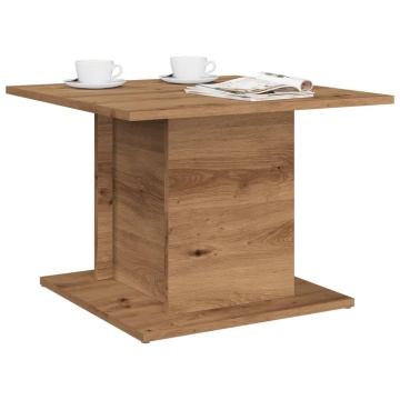 Măsuță cafea, stejar artizanal, 55,5x55,5x40 cm, lemn prelucrat - Img 1