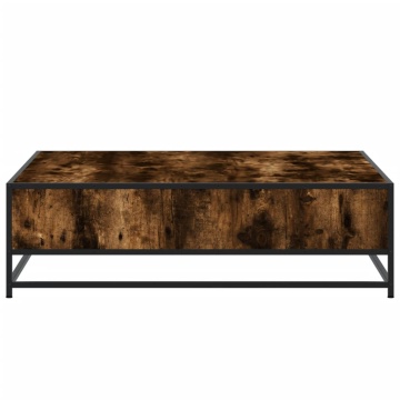 Măsuță cafea stejar fumuriu 100x100x30 cm lemn prelucrat/metal - Img 5