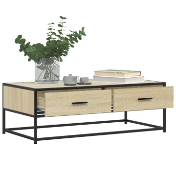 Măsuță cafea stejar sonoma 100x50x35 cm lemn prelucrat și metal - Img 4