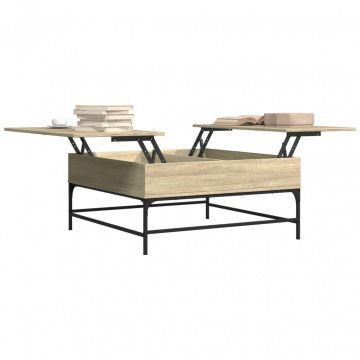 Măsuță cafea stejar sonoma 95x95x45 cm lemn prelucrat și metal - Img 4