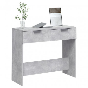 Măsuță consolă, gri beton, 90x36x75 cm, lemn prelucrat - Img 4