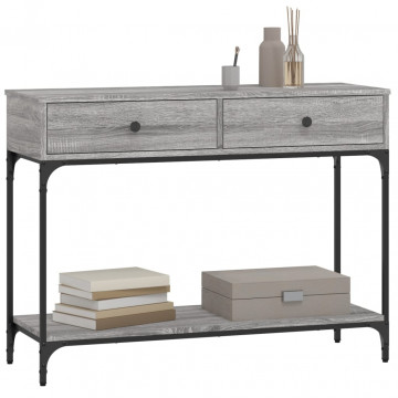 Măsuță consolă, gri sonoma, 100x34,5x75 cm, lemn prelucrat - Img 3