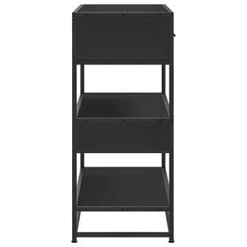 Măsuță consolă, negru, 90x35x80 cm, lemn prelucrat - Img 5
