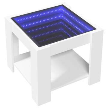Măsuță de cafea cu LED, alb, 53x53x45 cm, lemn prelucrat - Img 3