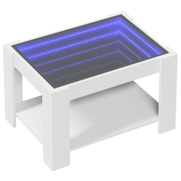 Măsuță de cafea cu LED, alb, 73x53x45 cm, lemn prelucrat - Img 3