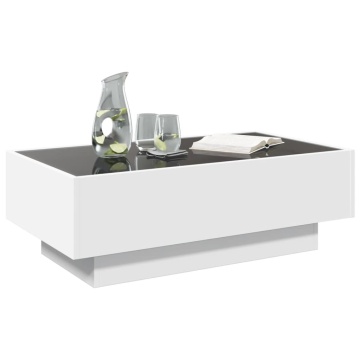 Măsuță de cafea cu LED, alb, 90x50x30 cm, lemn prelucrat - Img 8