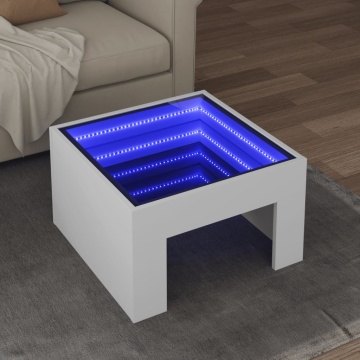 Măsuță de cafea cu LED infinity, alb, 50x50x30 cm - Img 1