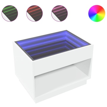 Măsuță de cafea cu LED infinity, alb, 70x50x50 cm - Img 2