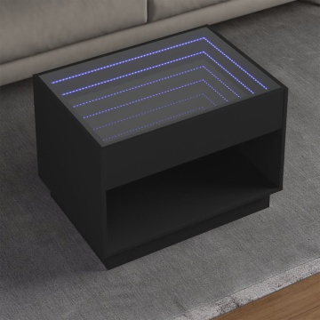 Măsuță de cafea cu LED infinity, negru, 70x50x50 cm - Img 1