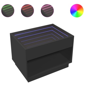 Măsuță de cafea cu LED infinity, negru, 70x50x50 cm - Img 2