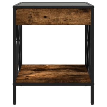 Măsuță de cafea cu LED infinity, stejar fumuriu, 40x40x49 cm - Img 5