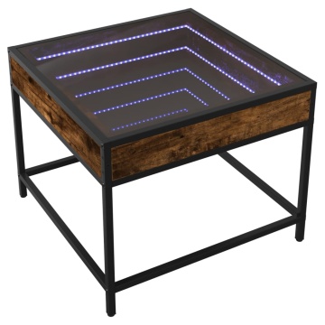 Măsuță de cafea cu LED infinity, stejar fumuriu, 50x50x41 cm - Img 3