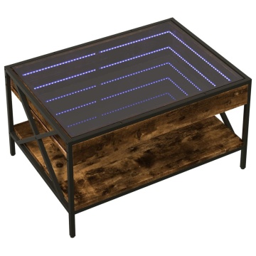 Măsuță de cafea cu LED infinity, stejar fumuriu, 70x50x38 cm - Img 3