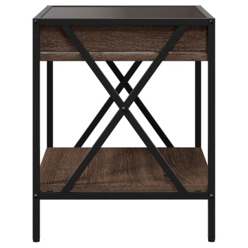 Măsuță de cafea cu LED infinity, stejar maro, 40x40x49 cm - Img 6