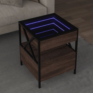 Măsuță de cafea cu LED infinity, stejar maro, 40x40x51 cm - Img 1