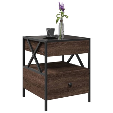 Măsuță de cafea cu LED infinity, stejar maro, 40x40x51 cm - Img 8