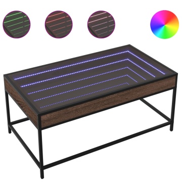 Măsuță de cafea cu LED infinity, stejar maro, 90x50x41cm - Img 2