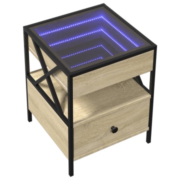 Măsuță de cafea cu LED infinity, stejar sonoma, 40x40x51 cm - Img 3